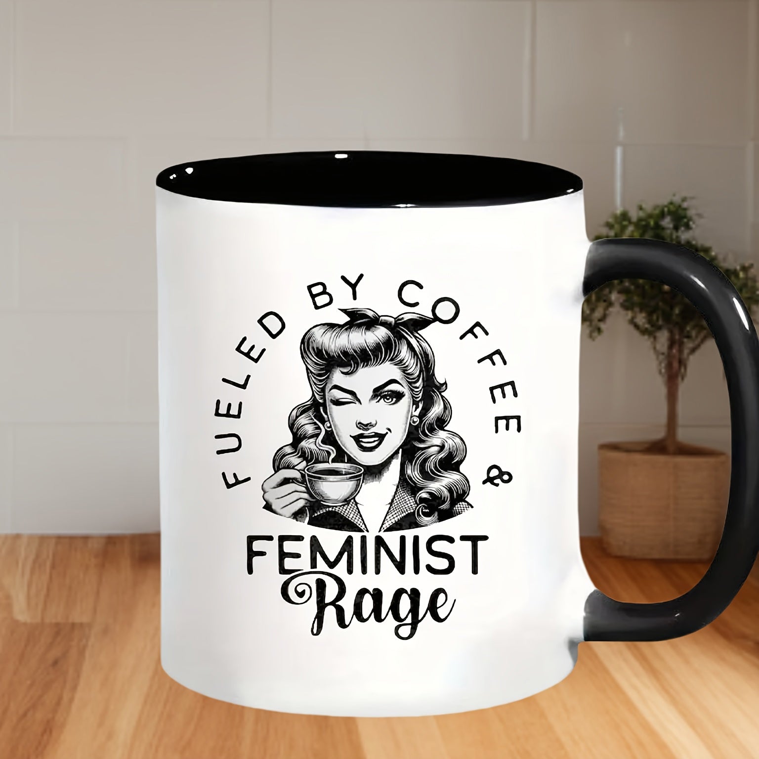 Tailorly Black Accent 11 oz Mug - feminist text