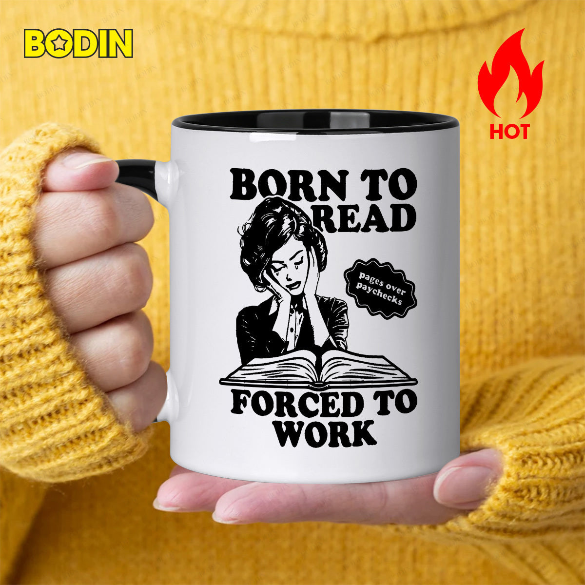 Tailorly Black Accent 11 oz Mug - funny book lover， sarcastic reading design