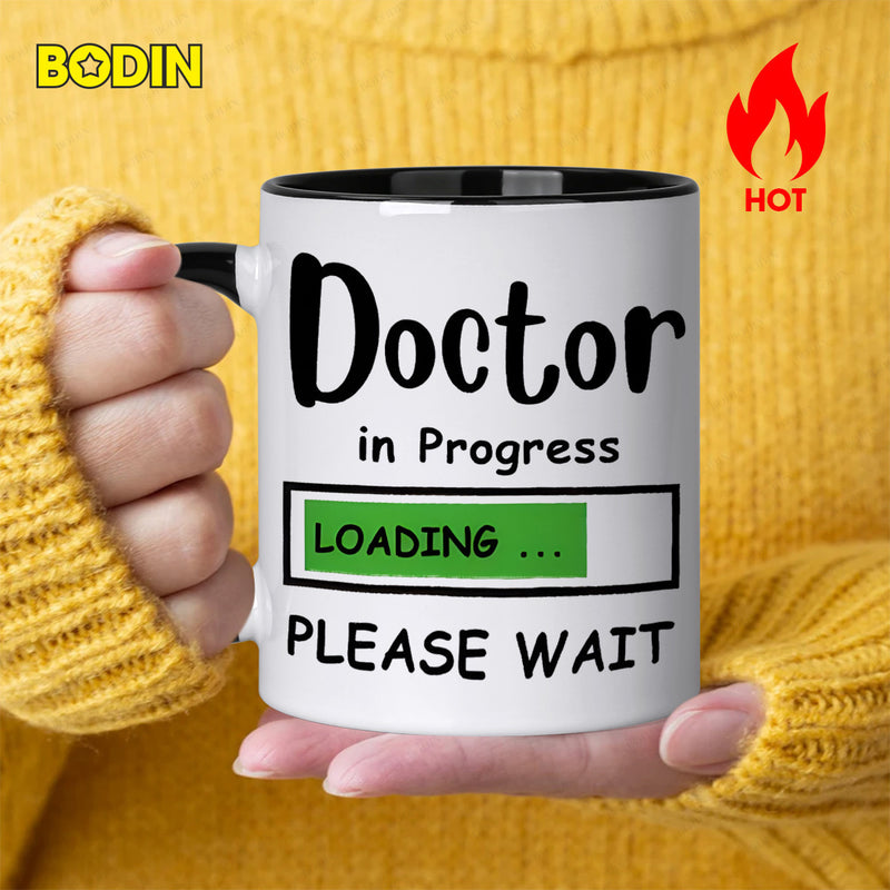Tailorly Black Accent 11 oz Mug - in progress fun humor text