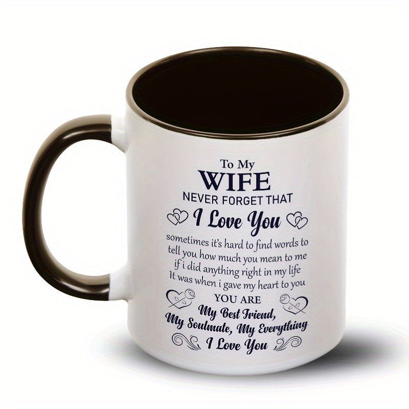 Tailorly Black Accent 11 oz Mug - item picture 1pc 11oz ceramic coffee mug perfect valentines day birthday or christmas gift for husband wide mouth