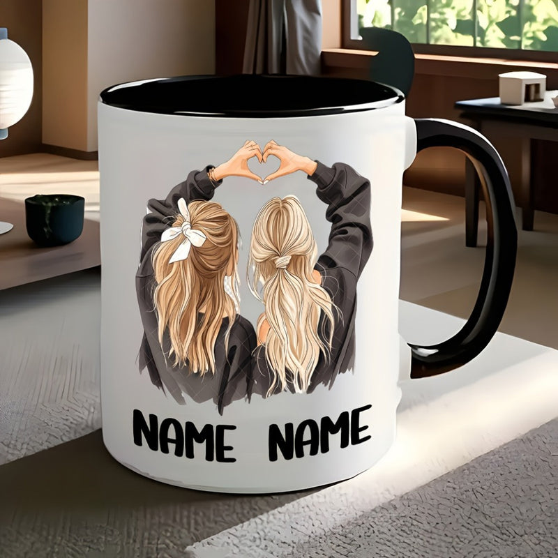 Tailorly Black Accent 11 oz Mug - personalized sister text