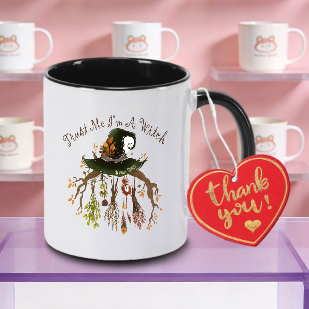 Tailorly Black Accent 11 oz Mug - Funny Witch， Witch Quote， Witch Hat Logo