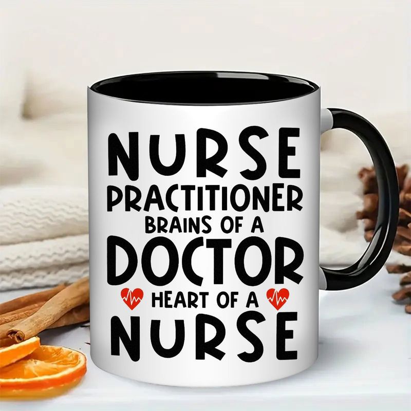 Tailorly Black Accent 11 oz Mug - heart of a nurse themed design