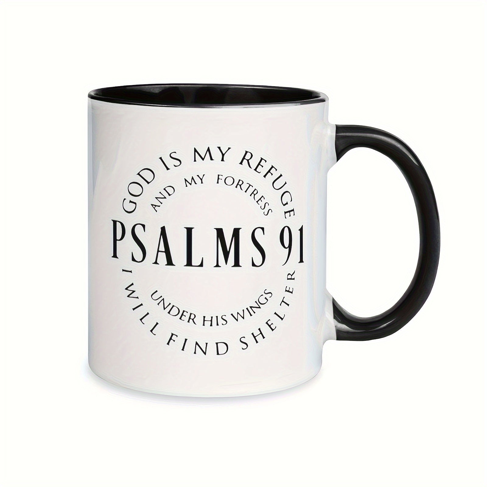 Tailorly Black Accent 11 oz Mug - psalms 93 4 text design