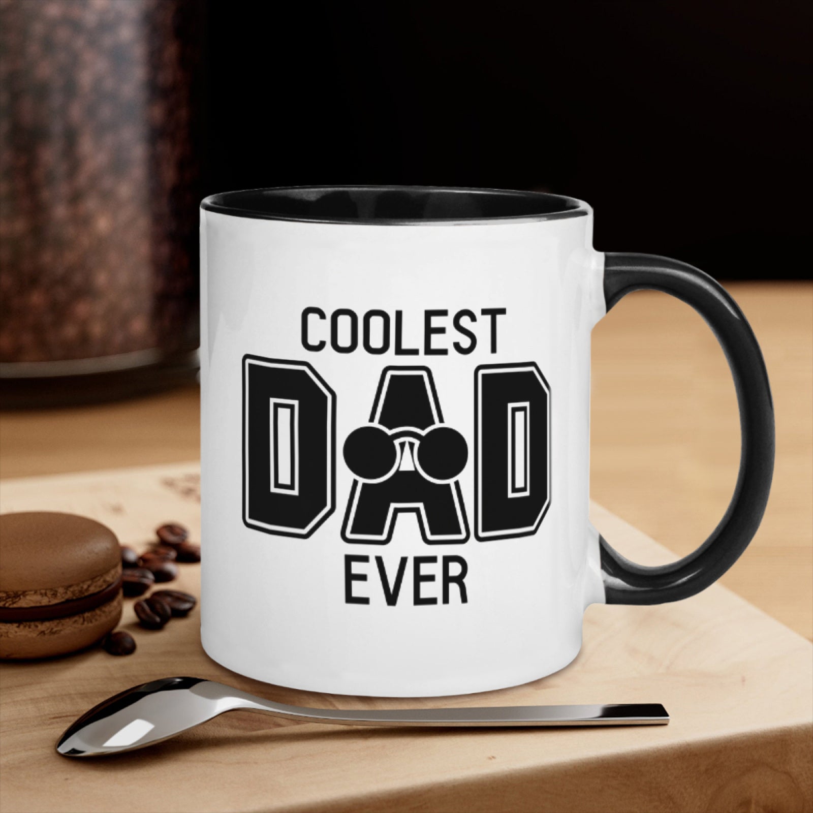 Tailorly Black Accent 11 oz Mug - coolest dad ever text with fashion glasses design