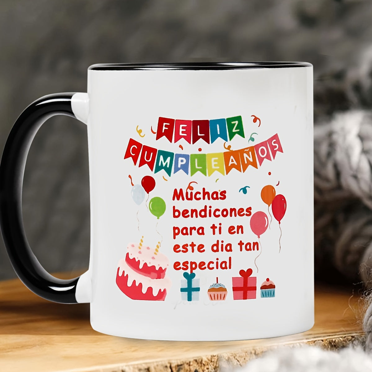 Tailorly Black Accent 11 oz Mug - birthday cake