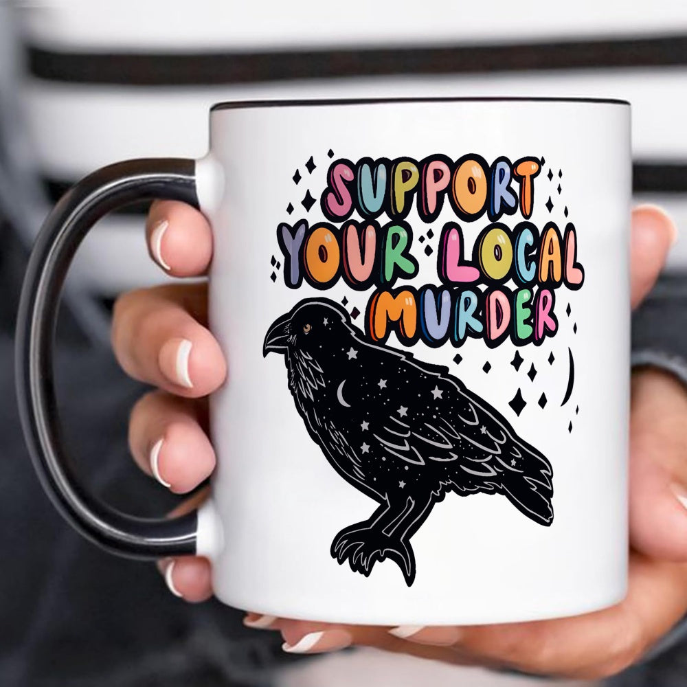Tailorly Black Accent 11 oz Mug - funny crow