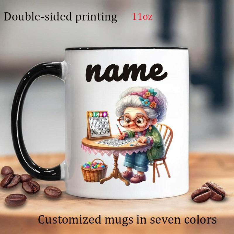 Tailorly Black Accent 11 oz Mug - grandma to learn pattern personalized name customization double sided hd