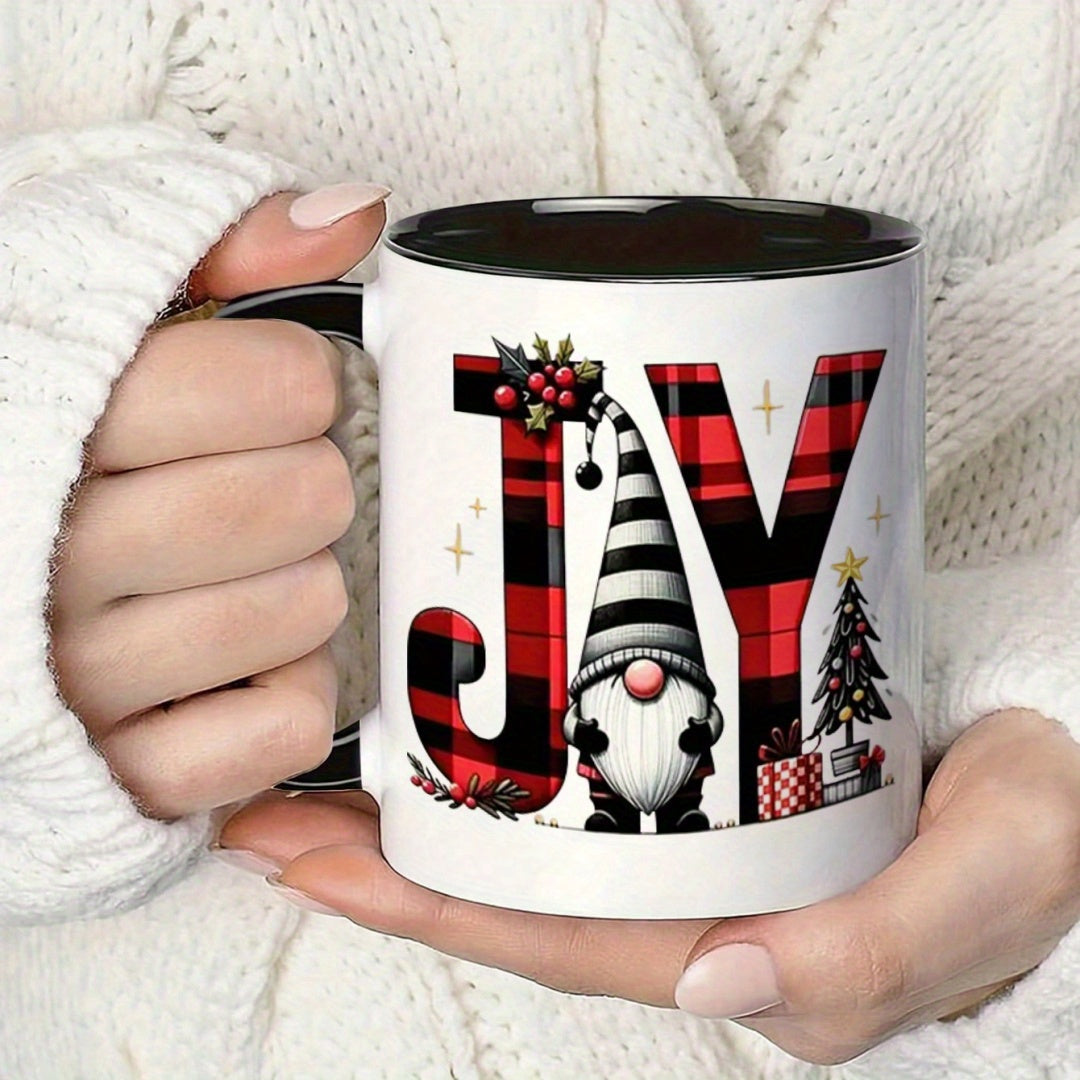 Tailorly Black Accent 11 oz Mug - item picture slogan christmas mug checked ceramic cup suitable for coffee tea dishwasher microwave sturdy holiday