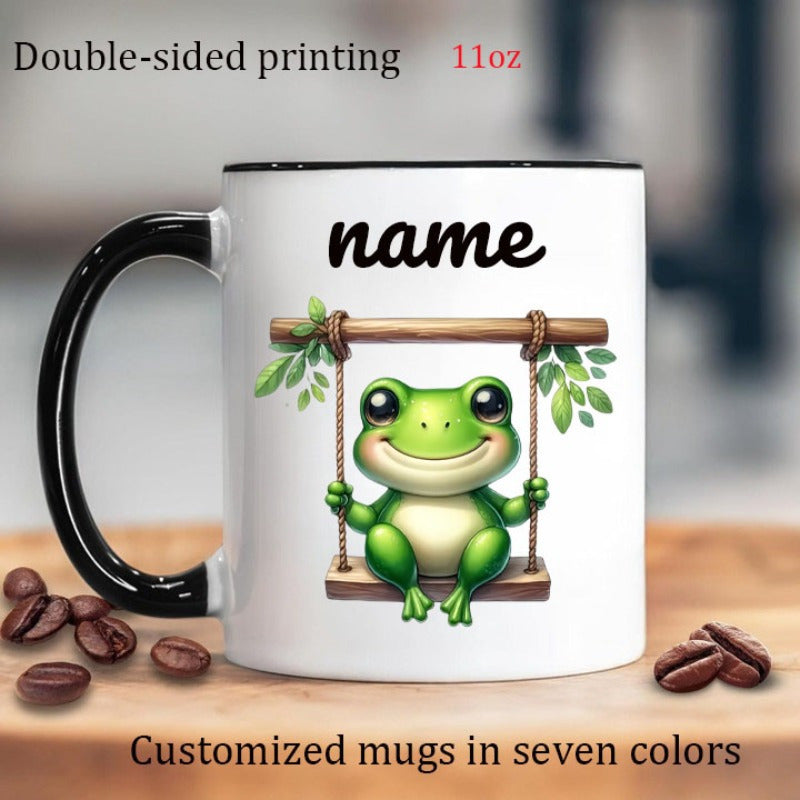 Tailorly Black Accent 11 oz Mug - a frog