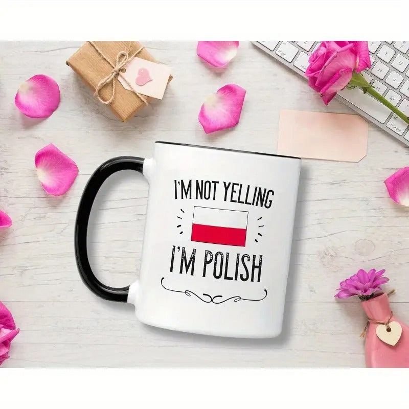 Tailorly Black Accent 11 oz Mug - im not yelling im polish with design