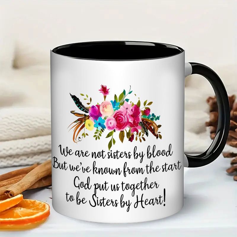 Tailorly Black Accent 11 oz Mug - floral