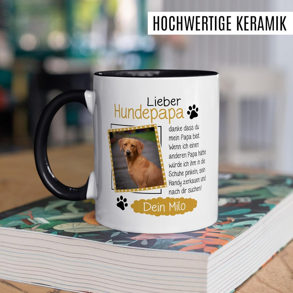 Tailorly Black Accent 11 oz Mug - german custom slogan a gift for dad name customizable humorous dog name coffee cup reusable