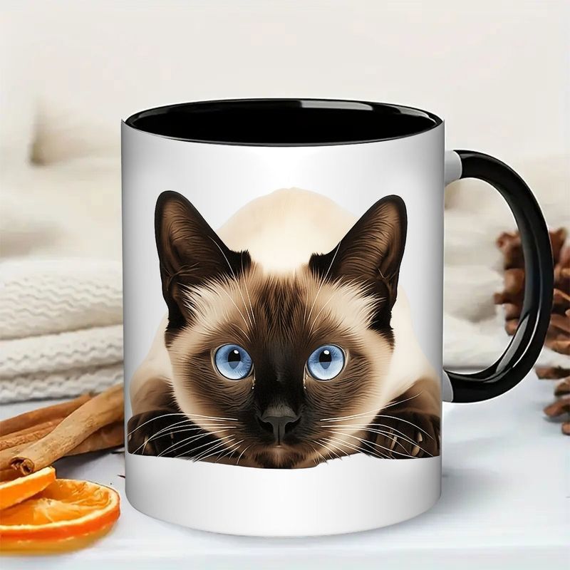 Tailorly Black Accent 11 oz Mug - siamese cat