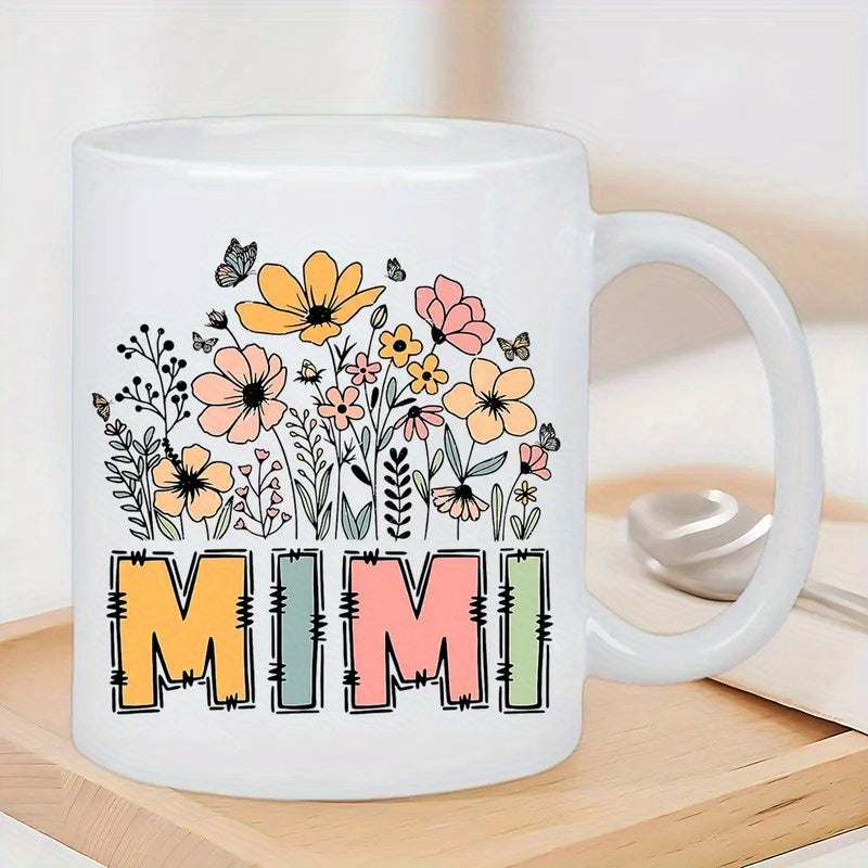 Tailorly White Ceramic 11 oz Mug - Mimi Vibrant Wildflowers Blooming With Small Butterflies In A Gentle Meadow Wildflower