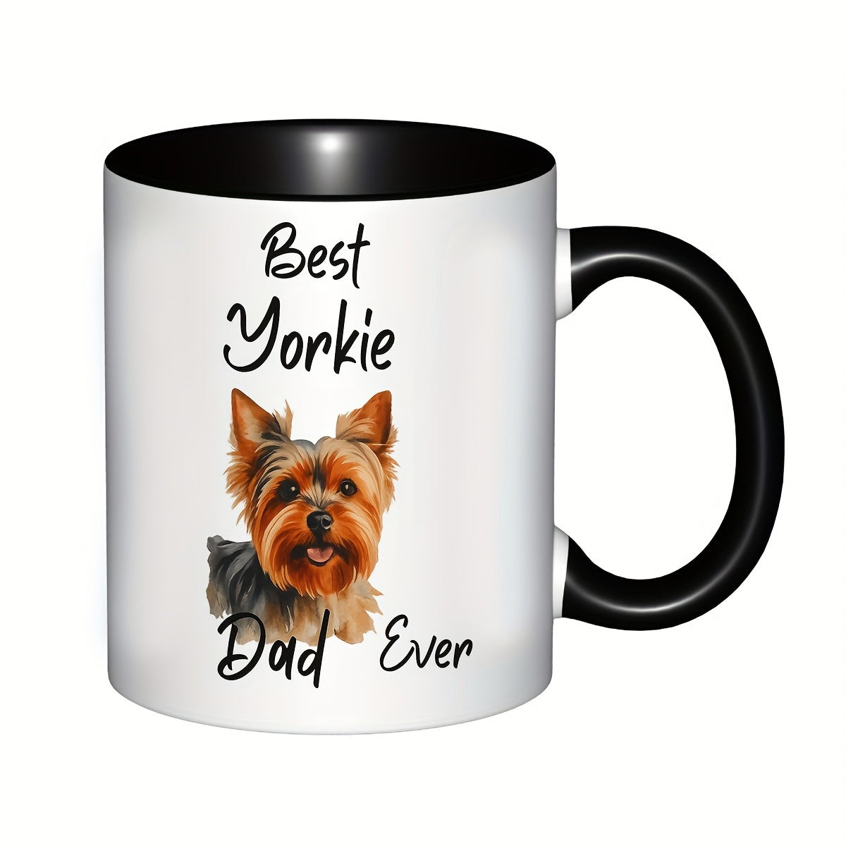 Tailorly Black Accent 11 oz Mug - yorkie for dad humorous coffee cup for yorkshire terrier enthusiasts perfect gift for fathers