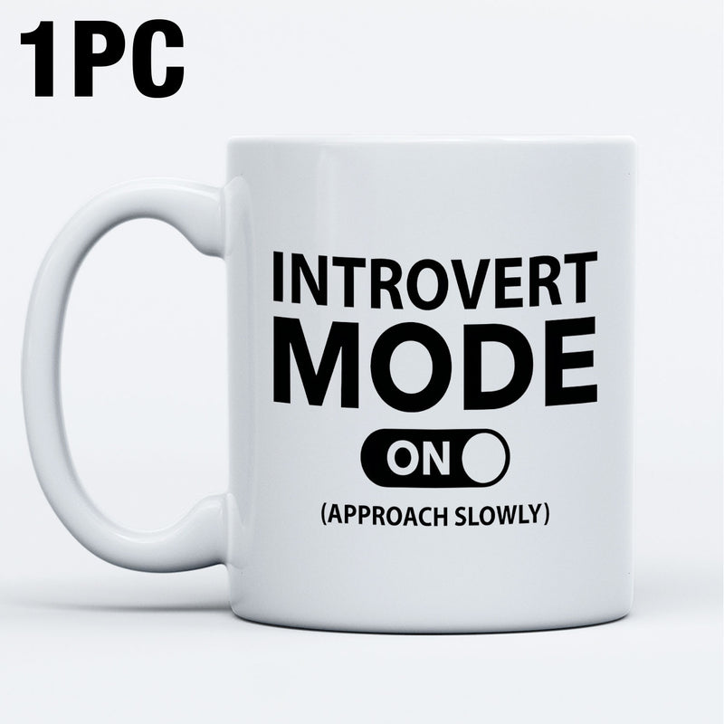 Tailorly White Ceramic 11 oz Mug - Introvert Mode On Approach Slowly Simple Black Digital Toggle Switch Icon Centered On Clean White Surface Mug