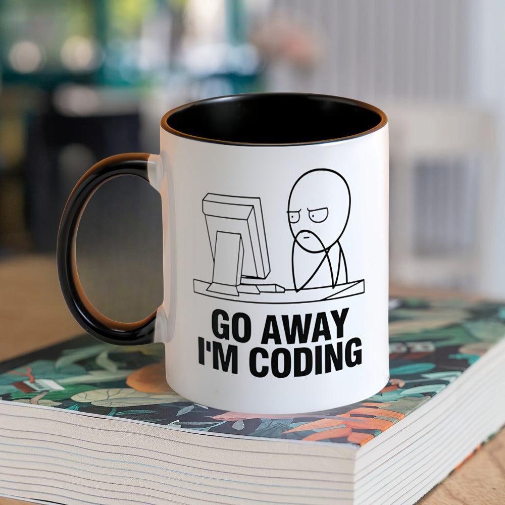Tailorly Black Accent 11 oz Mug - funny "im programming" text