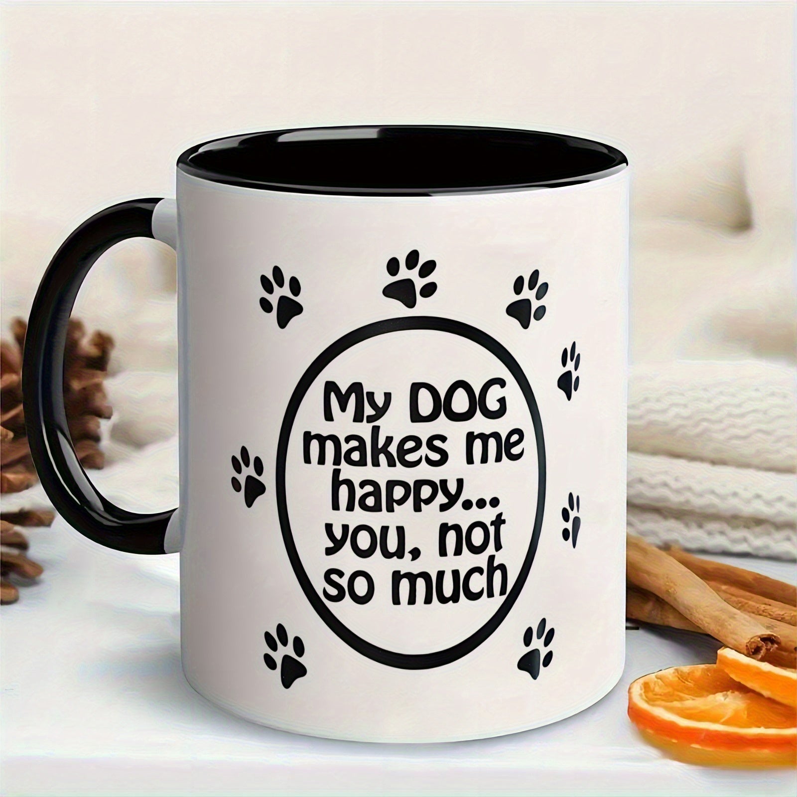 Tailorly Black Accent 11 oz Mug - dog paw designs and phrases