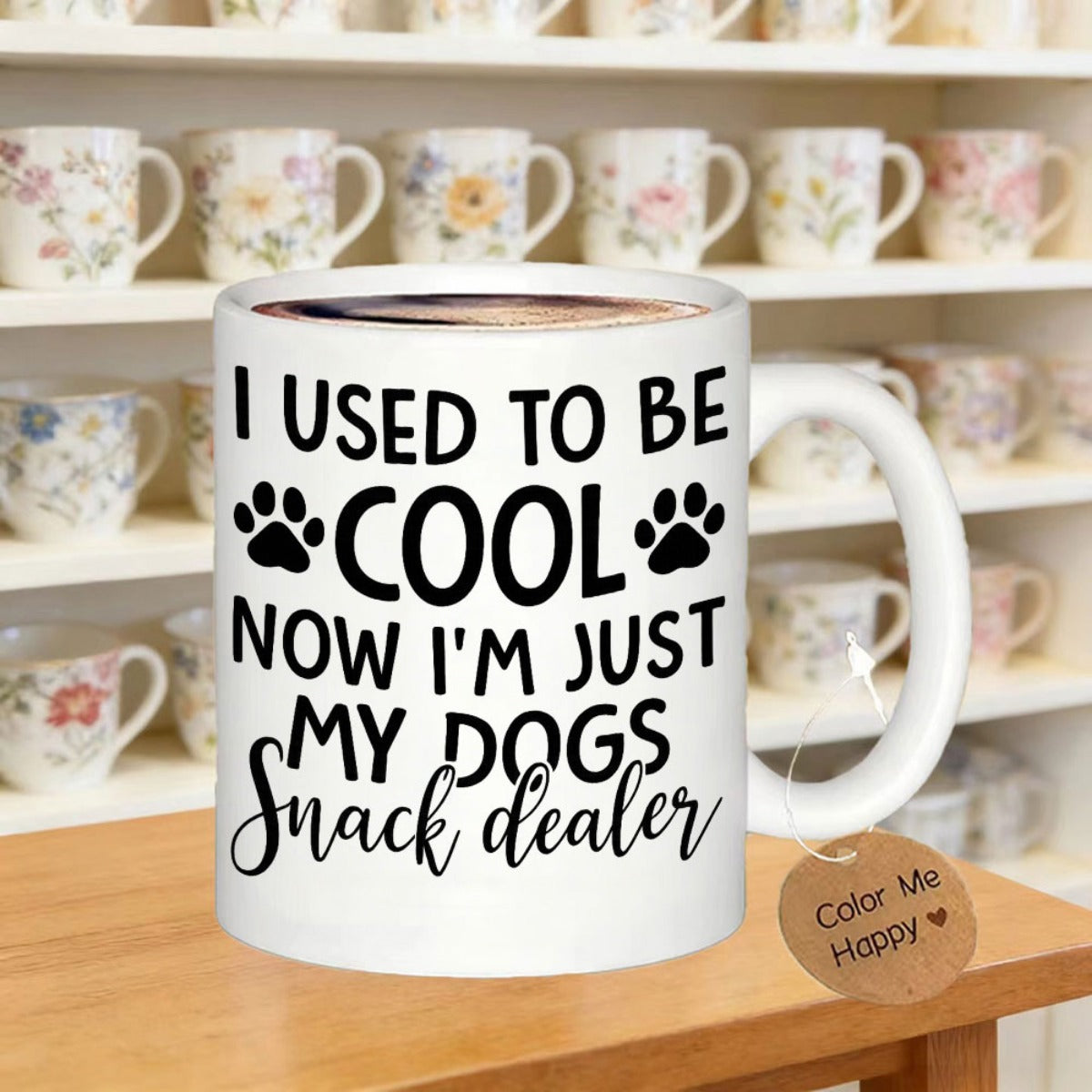Tailorly White Ceramic 11 oz Mug - I Used To Be Cool Now Im Just My Dogs Snack Dealer Minimalist Black Paw Prints Featuring Simple Artistic Text Typography Design