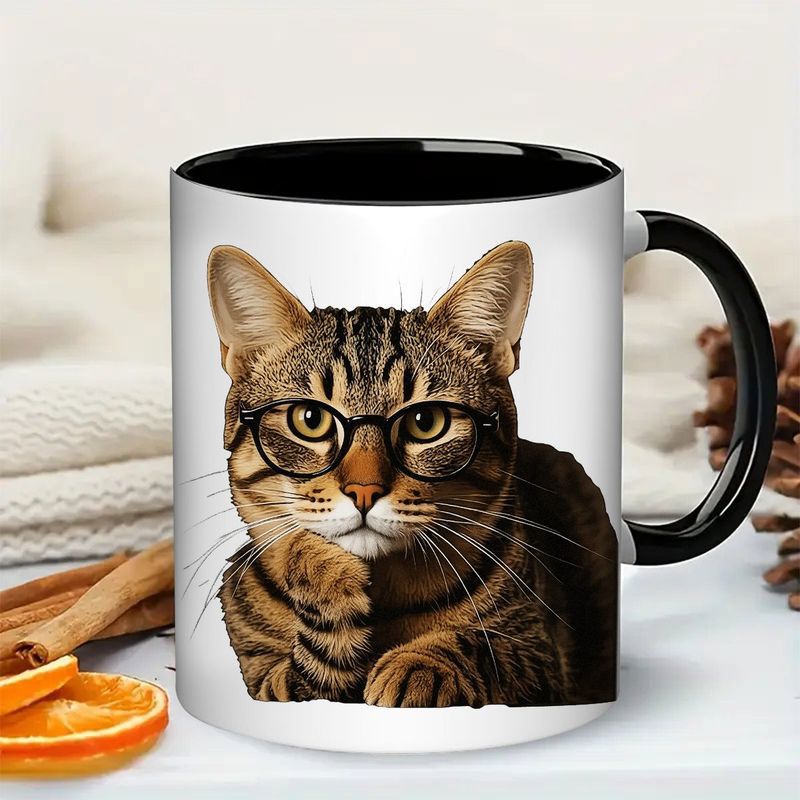 Tailorly Black Accent 11 oz Mug - wearing glasses