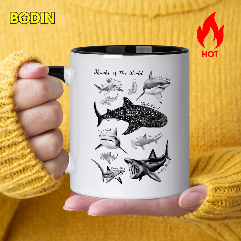 Tailorly Black Accent 11 oz Mug - illustrations of wildlife art