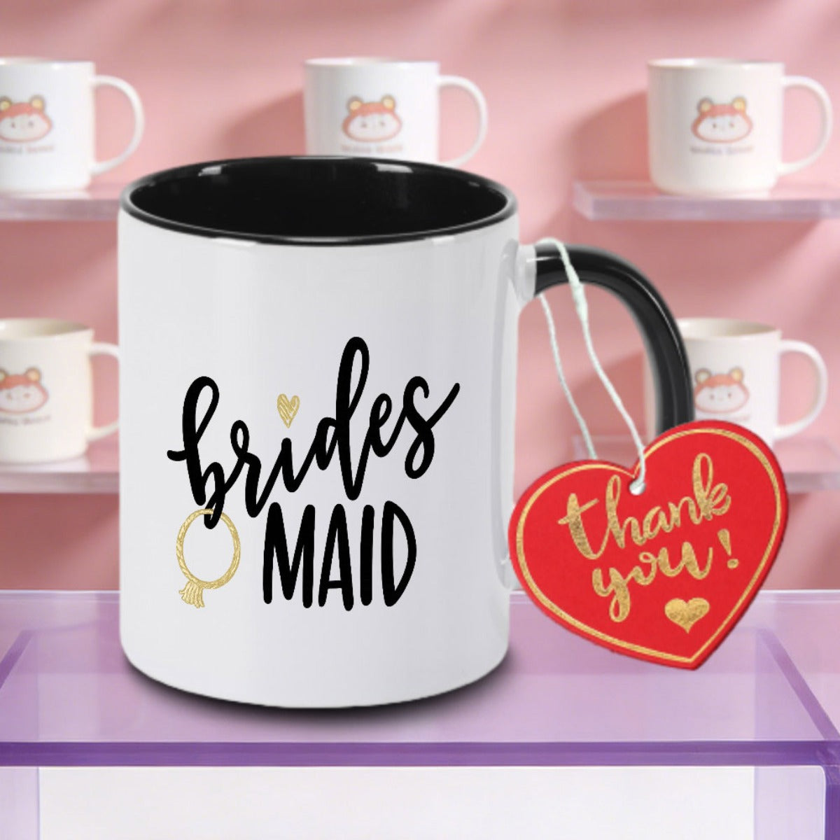 Tailorly Black Accent 11 oz Mug - Elegant Bridesmaid-Themed lettering and design