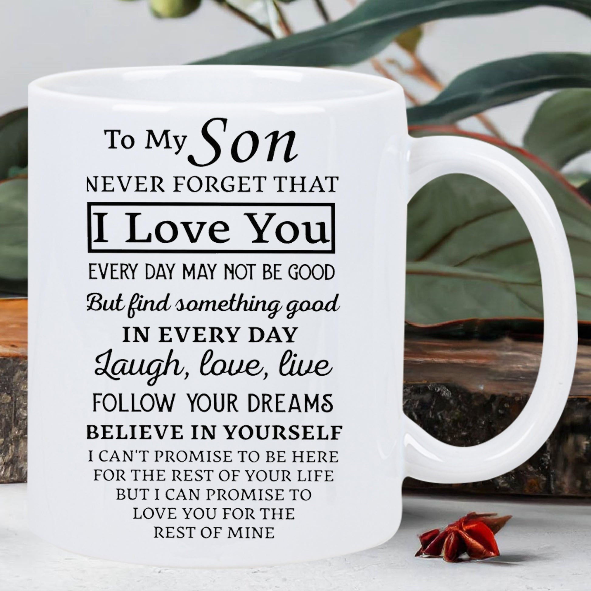 Tailorly White Ceramic 11 oz Mug - To My Son I Love You Clean White Ceramic Minimalist Design Featuring Bold Inspirational Typography Text Mug