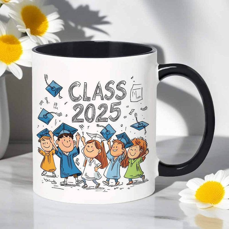 Tailorly Black Accent 11 oz Mug - class of 2025 celebration text