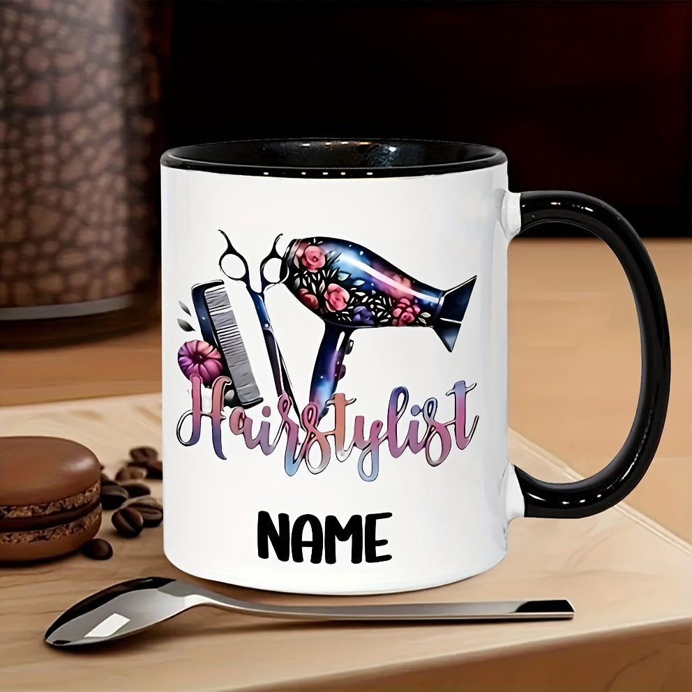 Tailorly Black Accent 11 oz Mug - hairdryer and scissors