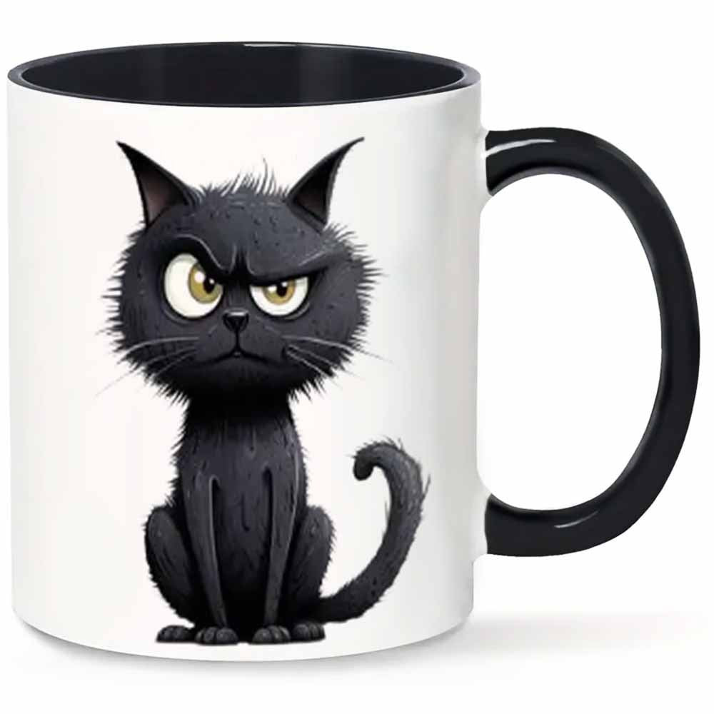 Tailorly Black Accent 11 oz Mug - item picture 1pc novelty mug 11oz ceramic coffee cup with black juice or coffee hand wash gift idea coffee bar
