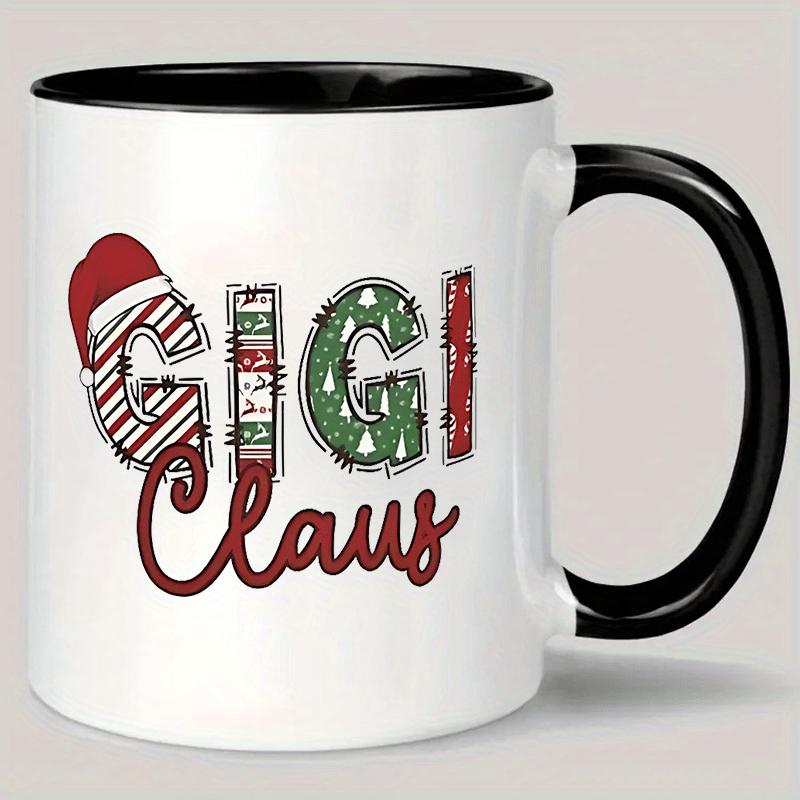 Tailorly Black Accent 11 oz Mug - Santa hat candy cane stripes