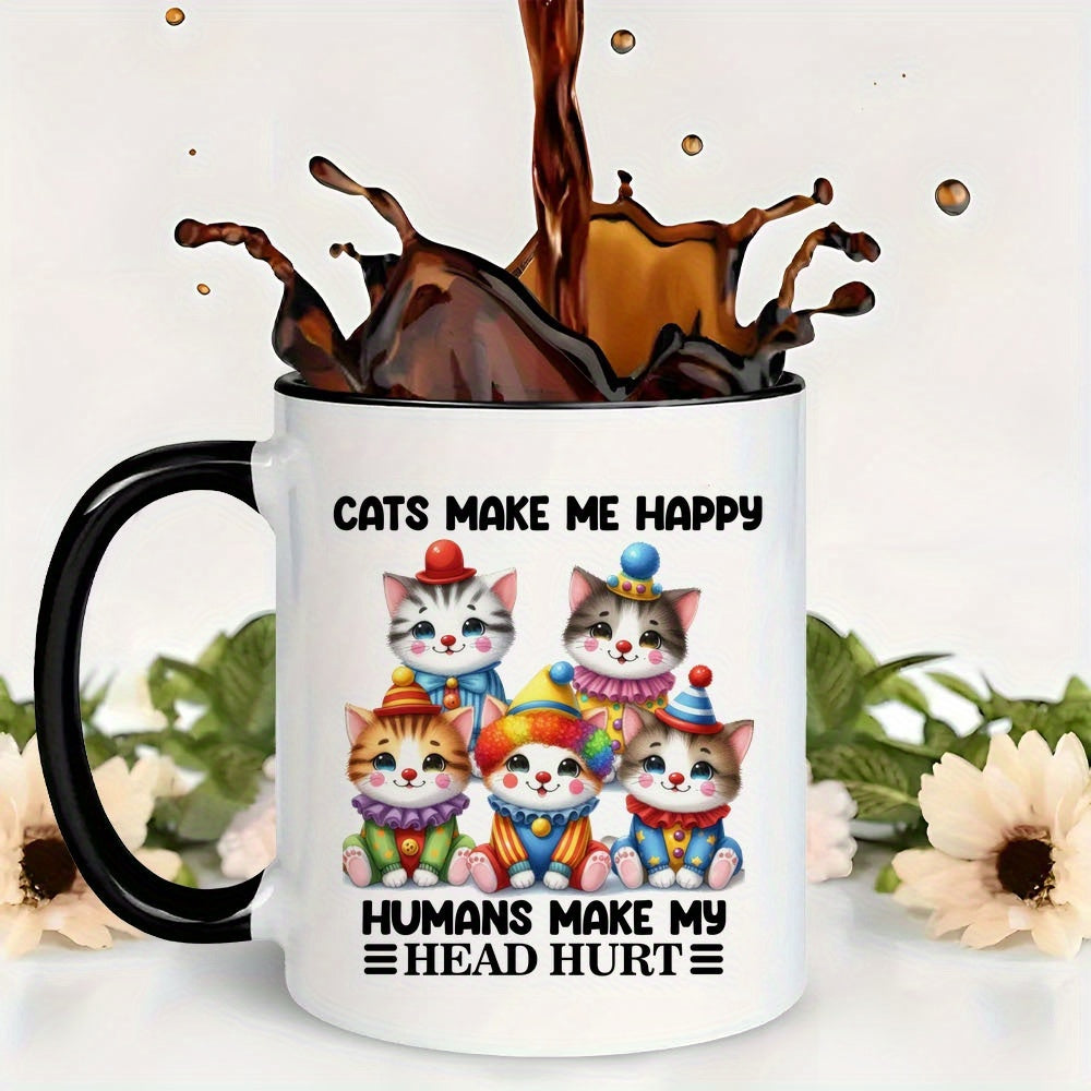 Tailorly Black Accent 11 oz Mug - cute cat lovers 11oz ceramic coffee mug humans make hurt quote perfect gift for wives daughters sisters ideal for