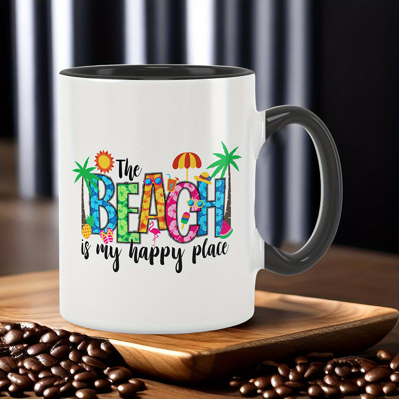 Tailorly Black Accent 11 oz Mug - beach themed vibrant summer elements
