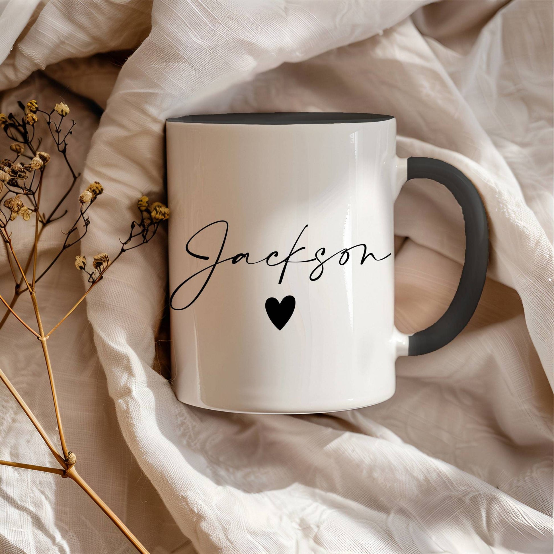 Tailorly Black Accent 11 oz Mug - customizable names