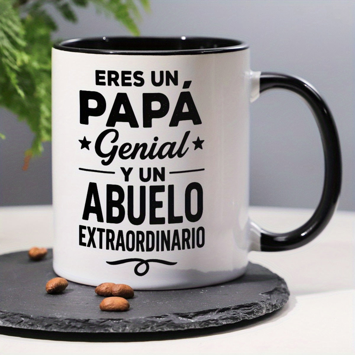 Tailorly Black Accent 11 oz Mug - spanish grandpa text with fun dad and super grandpa text