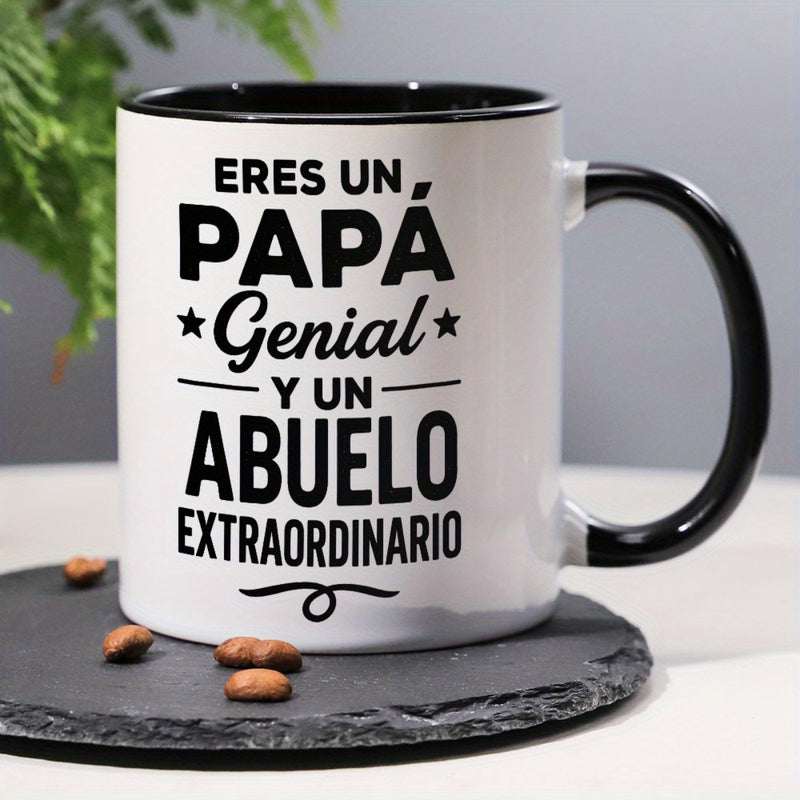 Tailorly Black Accent 11 oz Mug - spanish grandpa text with fun dad and super grandpa text
