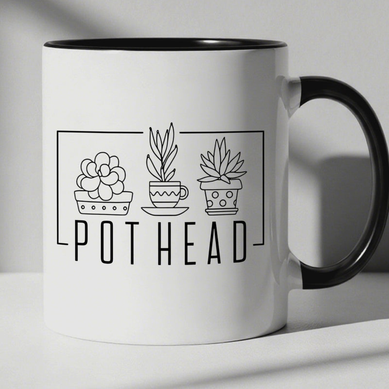 Tailorly Black Accent 11 oz Mug - succulent patterns