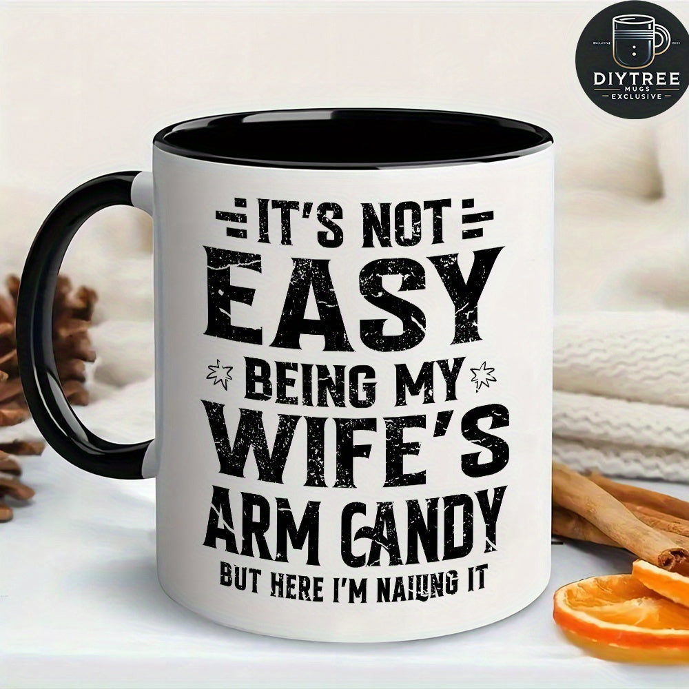 Tailorly Black Accent 11 oz Mug - husband mug im not easy to but im trying here with black letters