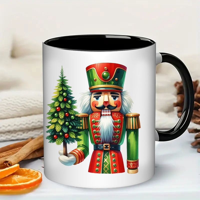 Tailorly Black Accent 11 oz Mug - nutcracker soldier with german inspired christmas tree nutcracker doll design