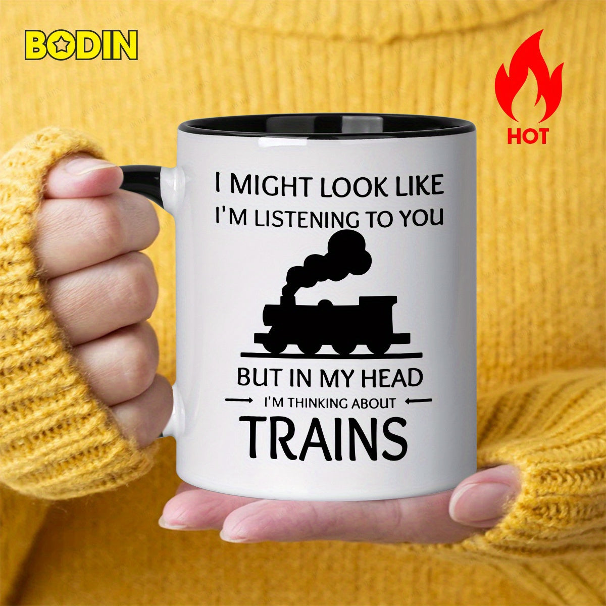 Tailorly Black Accent 11 oz Mug - i might im listening with humorous theme