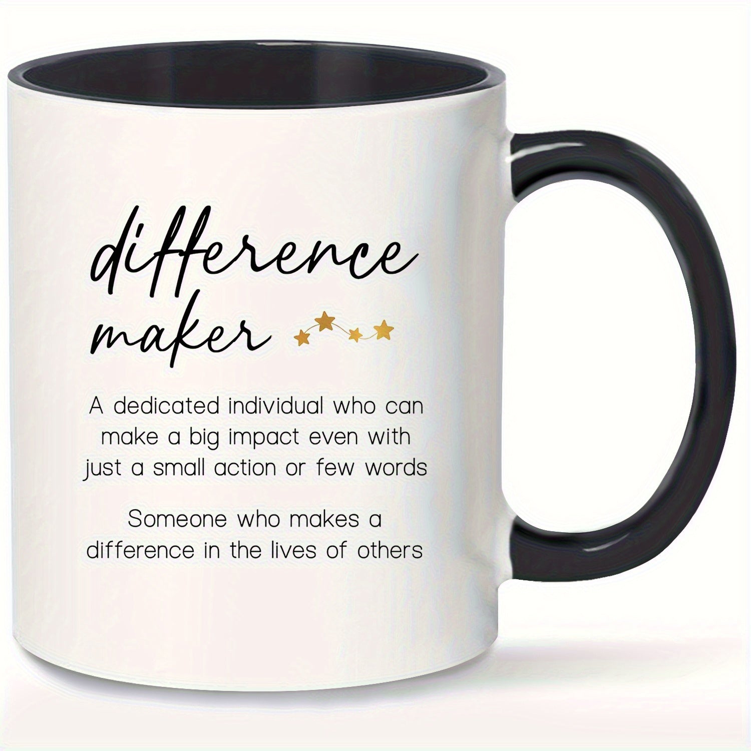 Tailorly Black Accent 11 oz Mug - inspirational quote "difference maker"