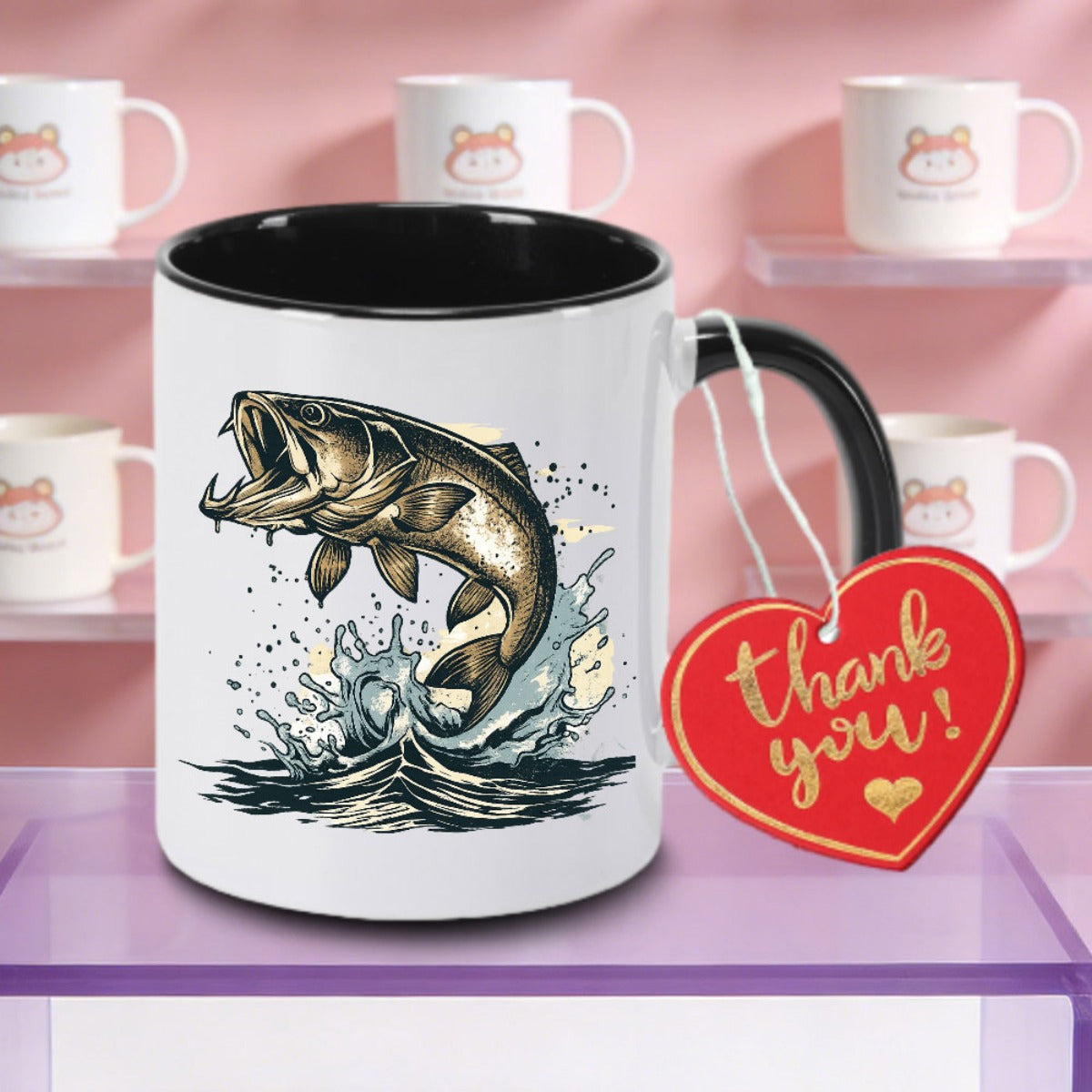 Tailorly Black Accent 11 oz Mug - item picture 11oz Reusable Ceramic Coffee Mug with Non-Slip Base & Suitable for Tea Milk Water - Dishwasher Cup for