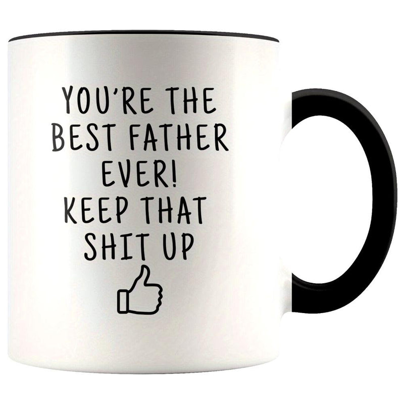 Tailorly Black Accent 11 oz Mug - "you're the best father ever" text with thumbs up illustration
