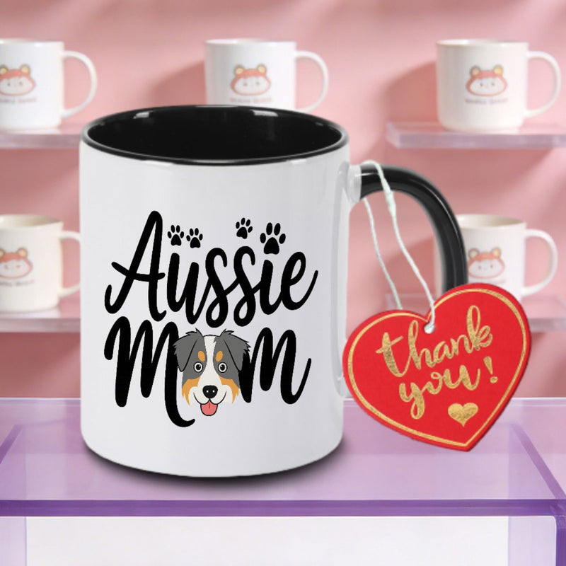 Tailorly Black Accent 11 oz Mug - Mom S Letter Print