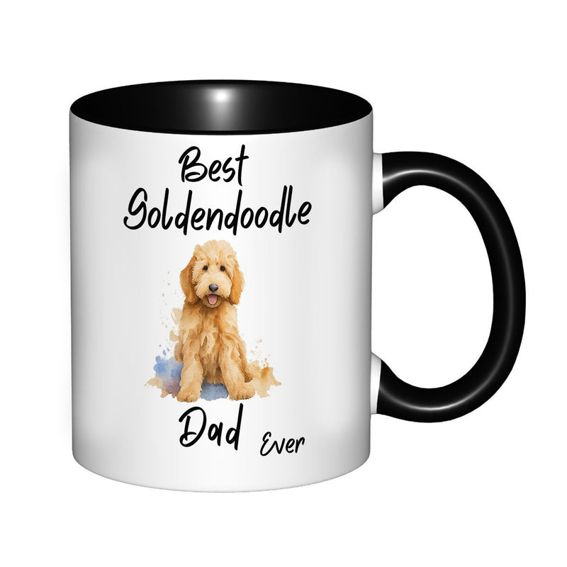 Tailorly Black Accent 11 oz Mug - doodle dad ever funny dog lover cute golden retriever design