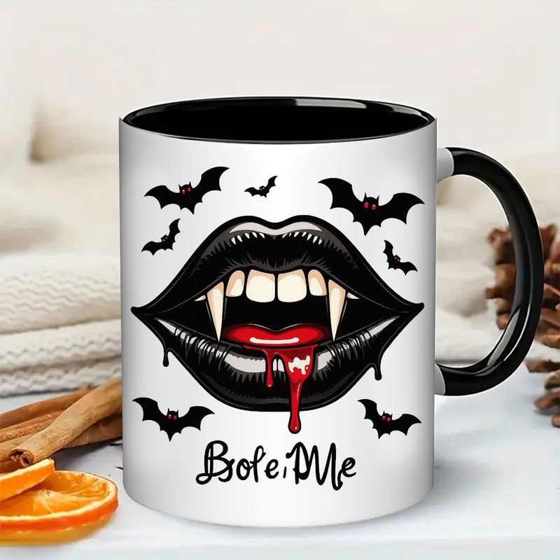 Tailorly Black Accent 11 oz Mug - halloween theme， black and white