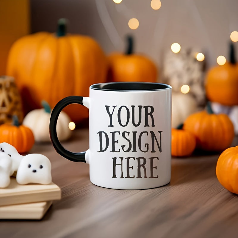 Tailorly Black Accent 11 oz Mug - pumpkin motif
