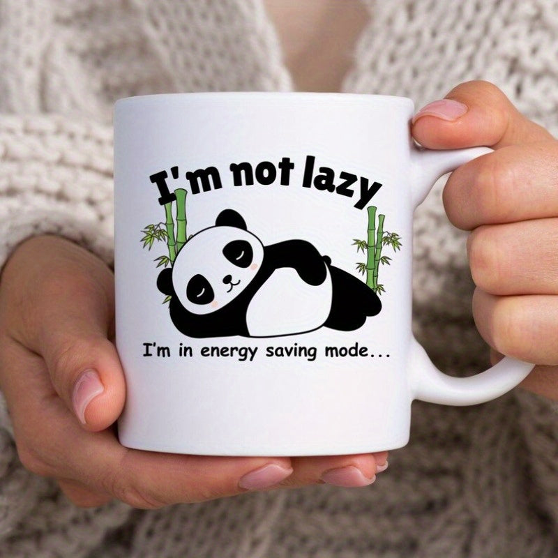 Tailorly White Ceramic 11 oz Mug - Im Not Lazy Im In Energy Saving Mode Peaceful Sleeping Panda Among Green Bamboo Stalks In Nature Panda