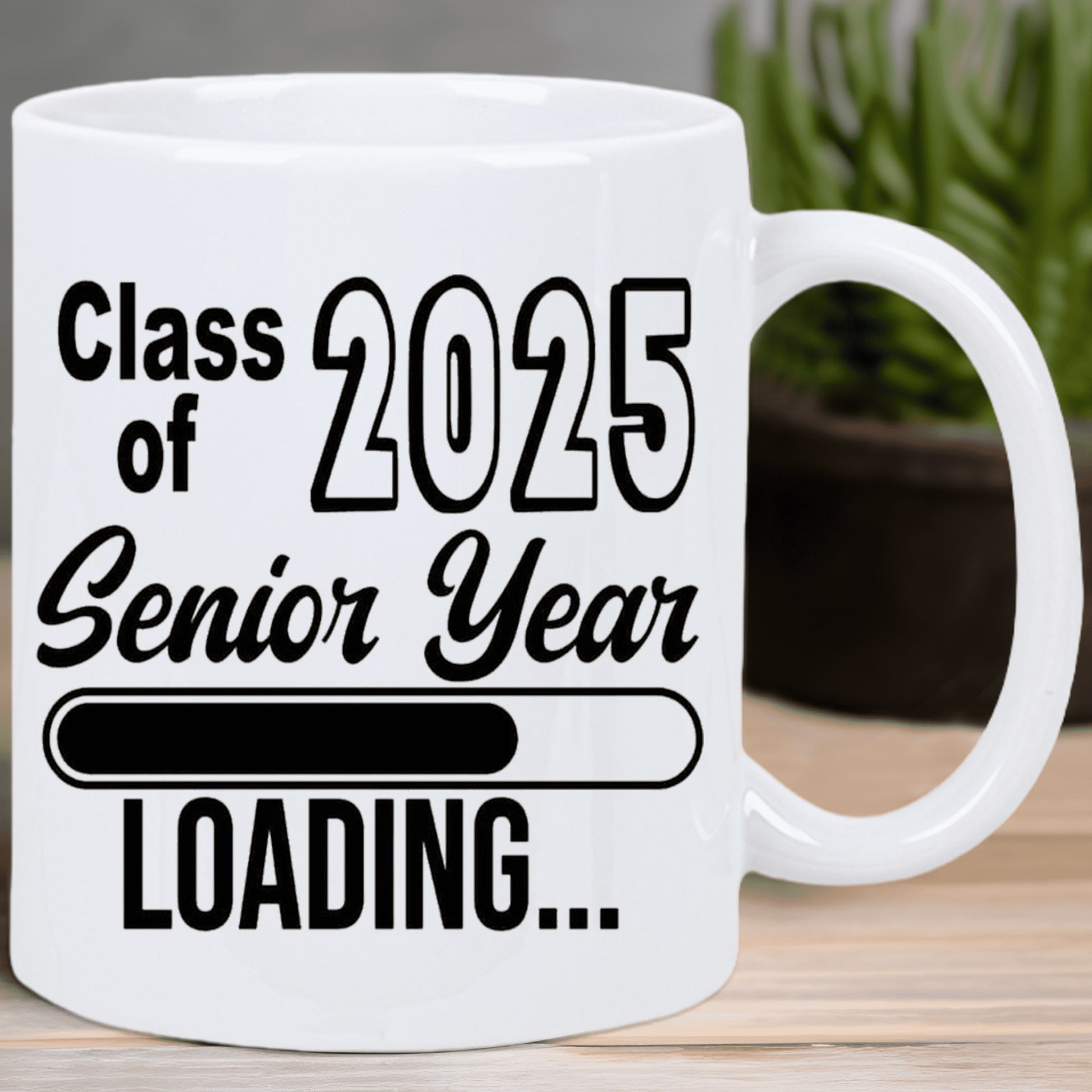 Tailorly White Ceramic 11 oz Mug - Class Of 2025 Senior Year Loading Simple Progress Bar Filling Up For An Upcoming School Graduation Mug